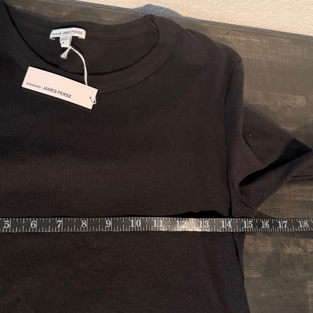 Standard James Perse Black Ribbed Knee Length Dress Size 3(Large) NWT Minimalist - Picture 5 of 6